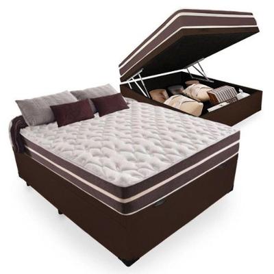 Cama Box Baú Casal + Colchão De Molas Colchões Classic Superlastic 138x188x64 Cor:marrom