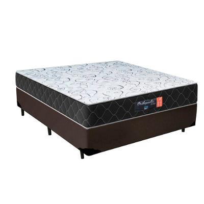 Cama Box Casal + Colchão Semi Ortopédico Extra Firme Espuma D33 Prime Colchões 138x188x72 Marrom.