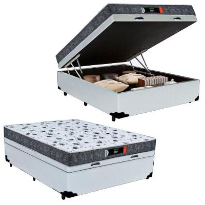 Cama Box Baú Casal + Colchão Ortopédico Resistente Pró D28 Colchões 138x188x60 Branco