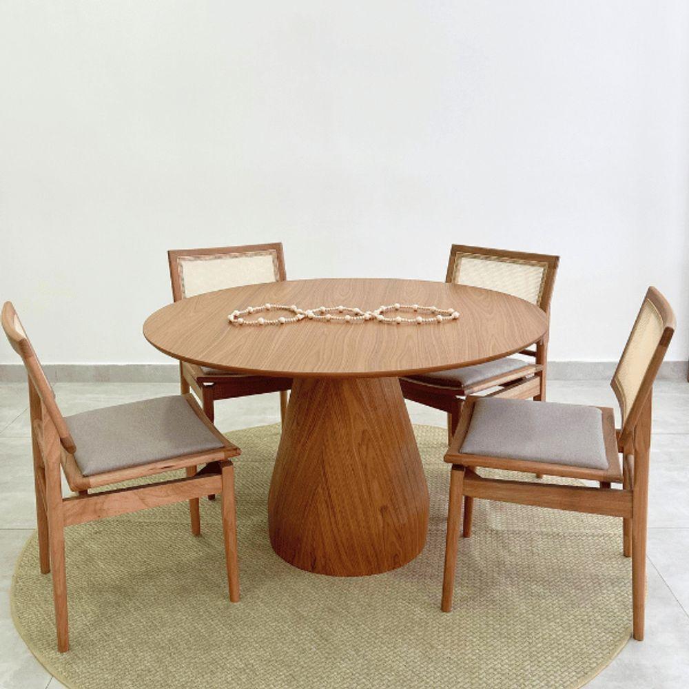 Mesa De Jantar Cone Balonê Redonda 130 Cm Tampo Freijó Base Freijó Cor Marrom - 2