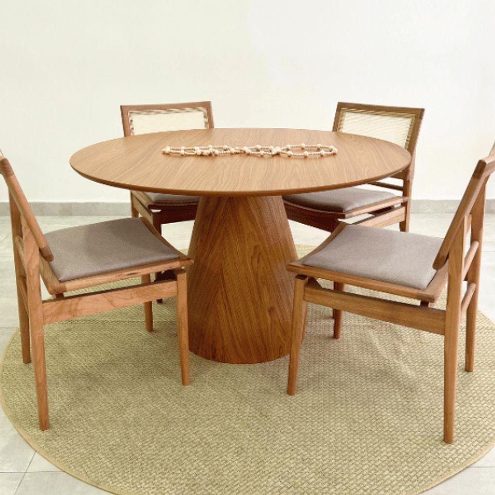 Mesa De Jantar Cone Balonê Redonda 130 Cm Tampo Freijó Base Freijó Cor Marrom - 4