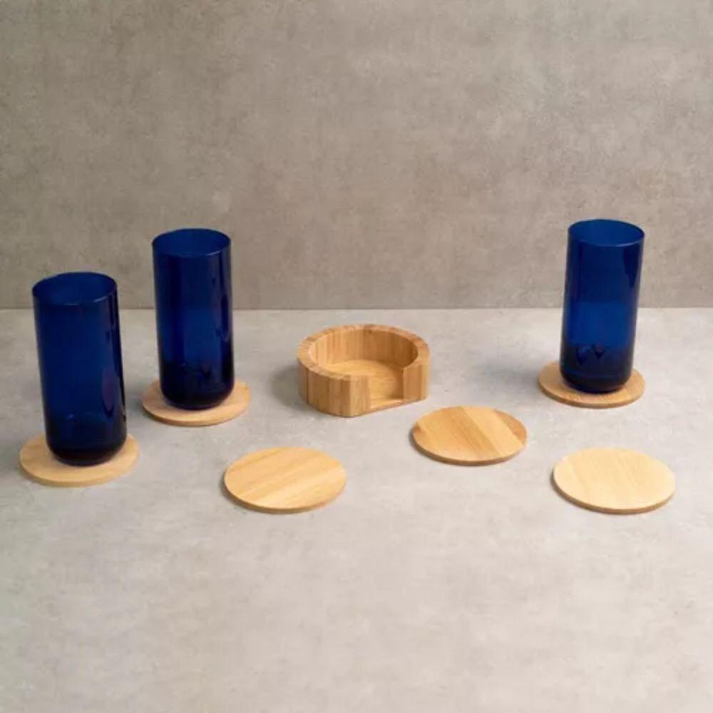 Jogo De Porta Copos Redondo De Bambu 6 Peças - 2