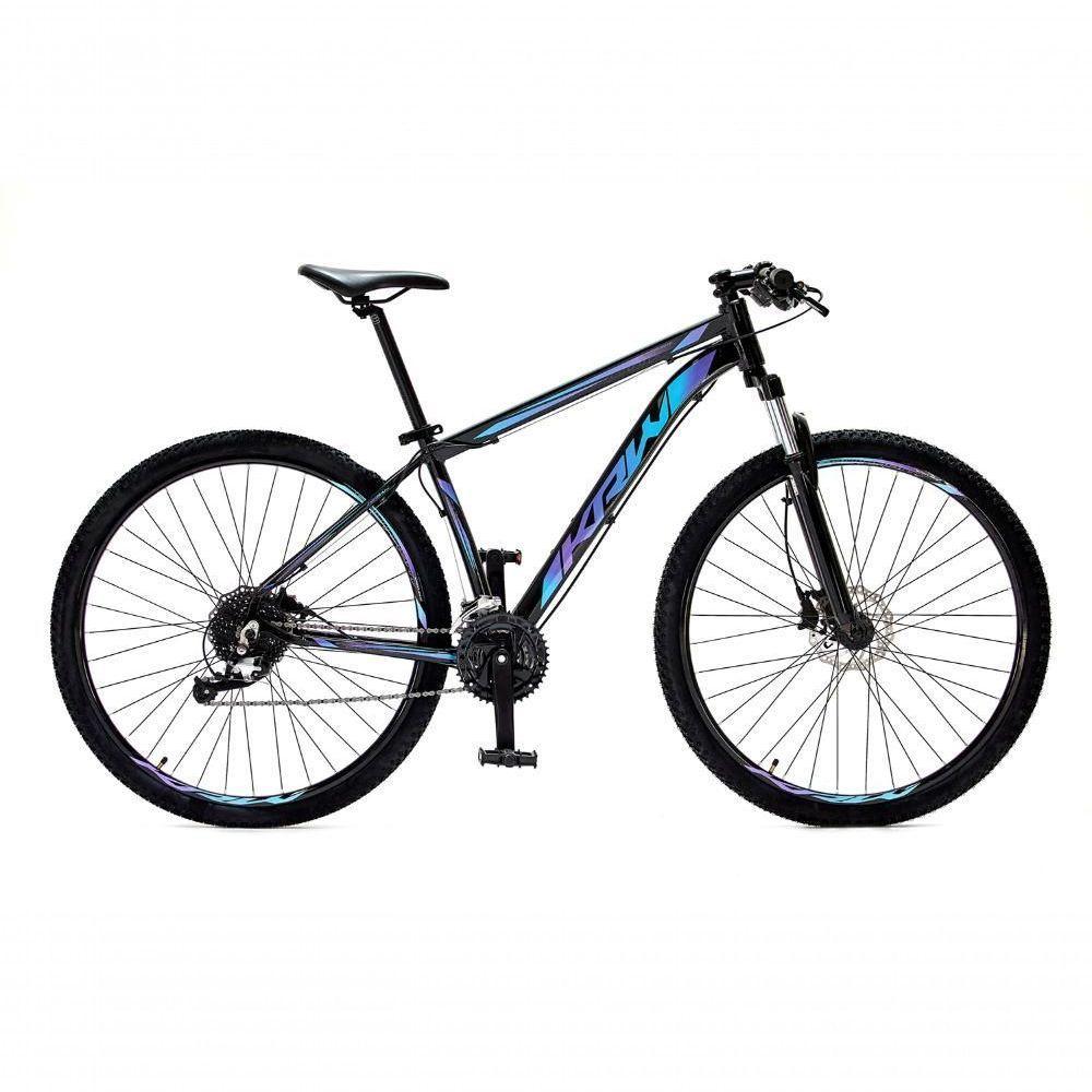 Bicicleta Aro 29 Krw Alumínio 27 Vel Freio Hidráulico Suspensão Com Trava S9 19 Preto-Azul E Roxo - 1