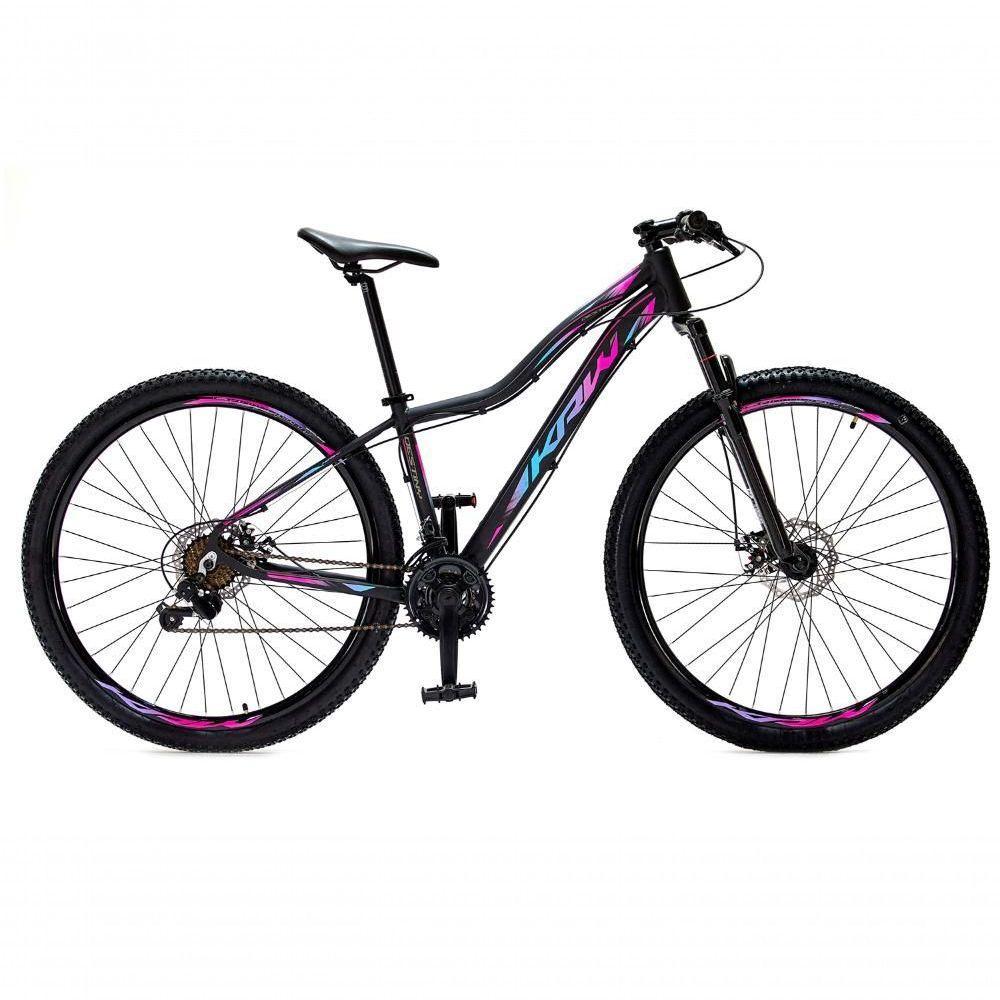 Bicicleta Aro 29 Krw Alumínio 24 Vel Freio A Disco Suspensão Dianteira S1 15.5 Preto-Rosa E Azul - 1