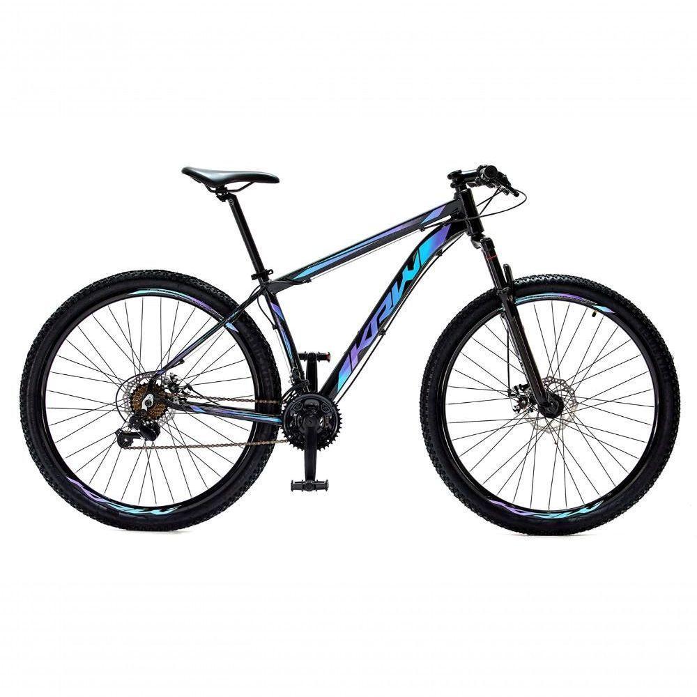 Bicicleta Aro 29 Krw Alumínio 27 Vel Freio Hidráulico Suspensão Dianteira S8 19 Preto-Azul E Roxo - 1