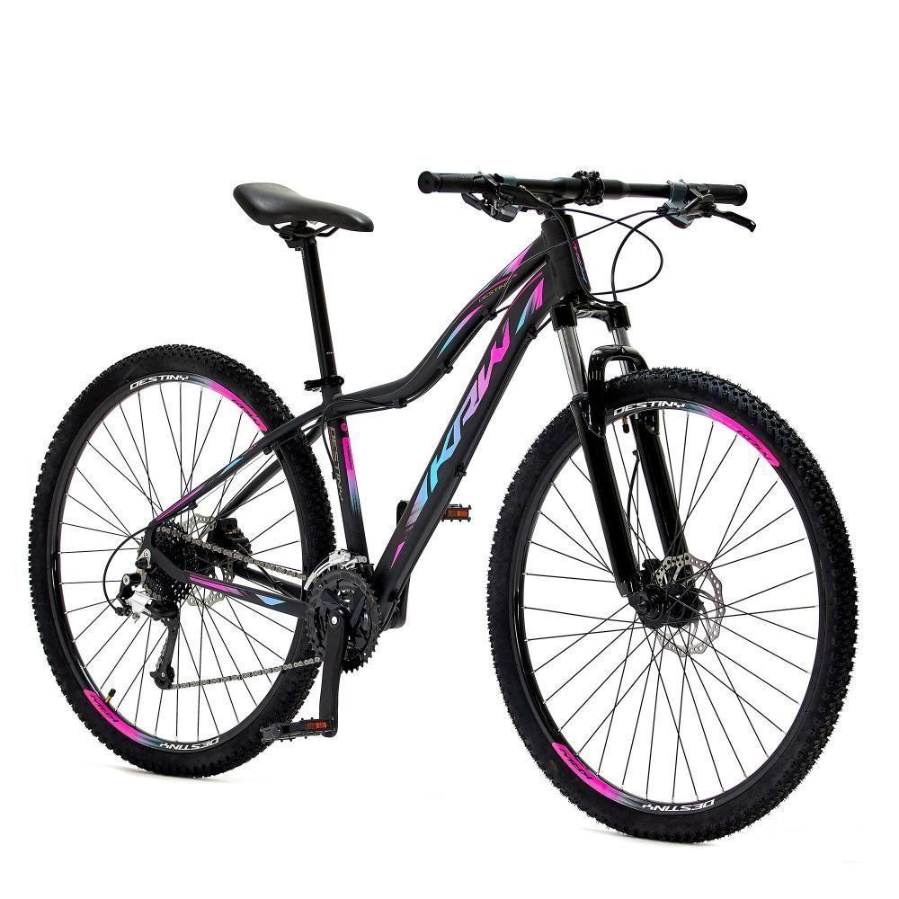 Bicicleta Aro 29 Krw Alumínio 27 Vel Freio Hidráulico Suspensão Com Trava S9 15.5 Preto-Rosa E Azul - 6