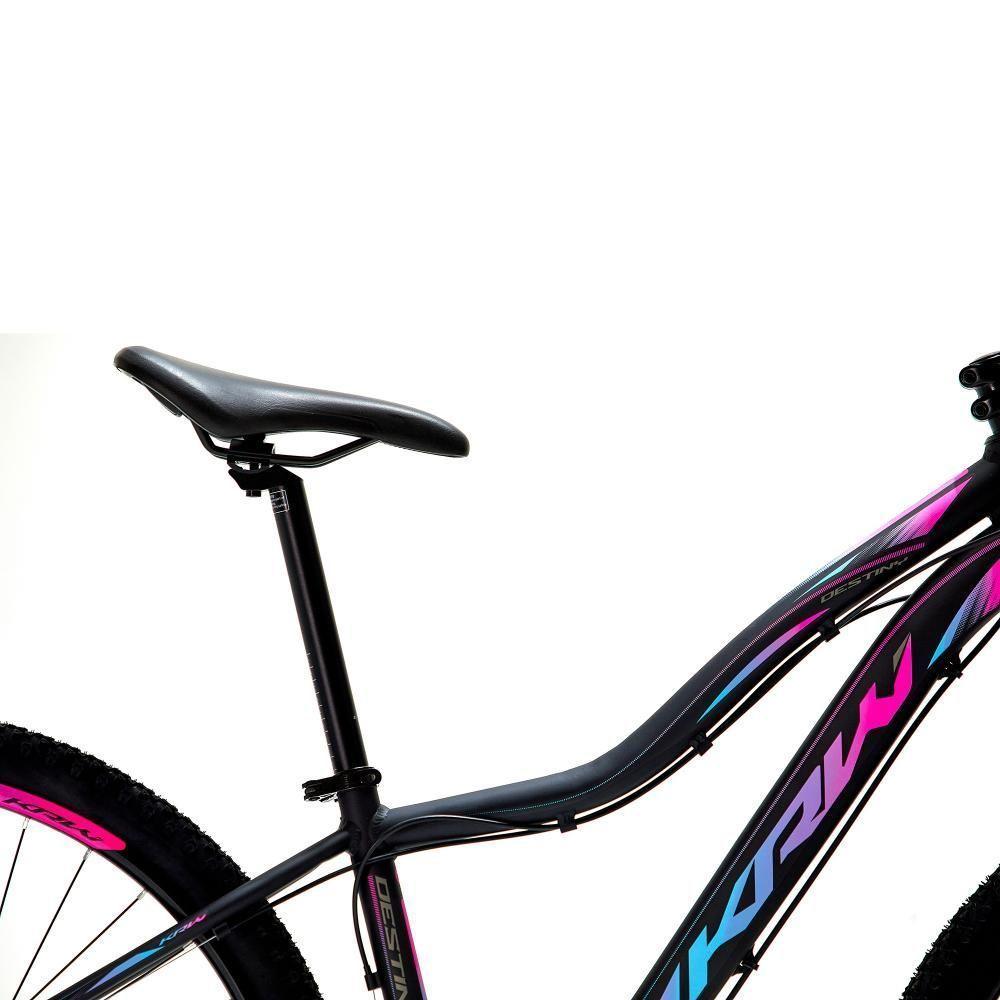 Bicicleta Aro 29 Krw Alumínio 27 Vel Freio Hidráulico Suspensão Com Trava S9 15.5 Preto-Rosa E Azul - 7