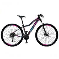 Bicicleta Aro 29 Krw Alumínio 27 Vel Freio Hidráulico Suspensão Com Trava S9 15.5 Preto-Rosa E Azul - 1