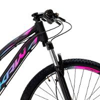 Bicicleta Aro 29 Krw Alumínio 27 Vel Freio Hidráulico Suspensão Com Trava S9 15.5 Preto-Rosa E Azul - 3