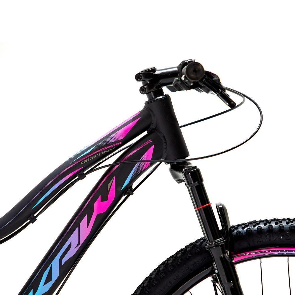 Bicicleta Aro 29 Krw Alumínio Shimano 24 Vel Freio A Disco Suspensão S4 15.5 Preto-Rosa E Azul - 3