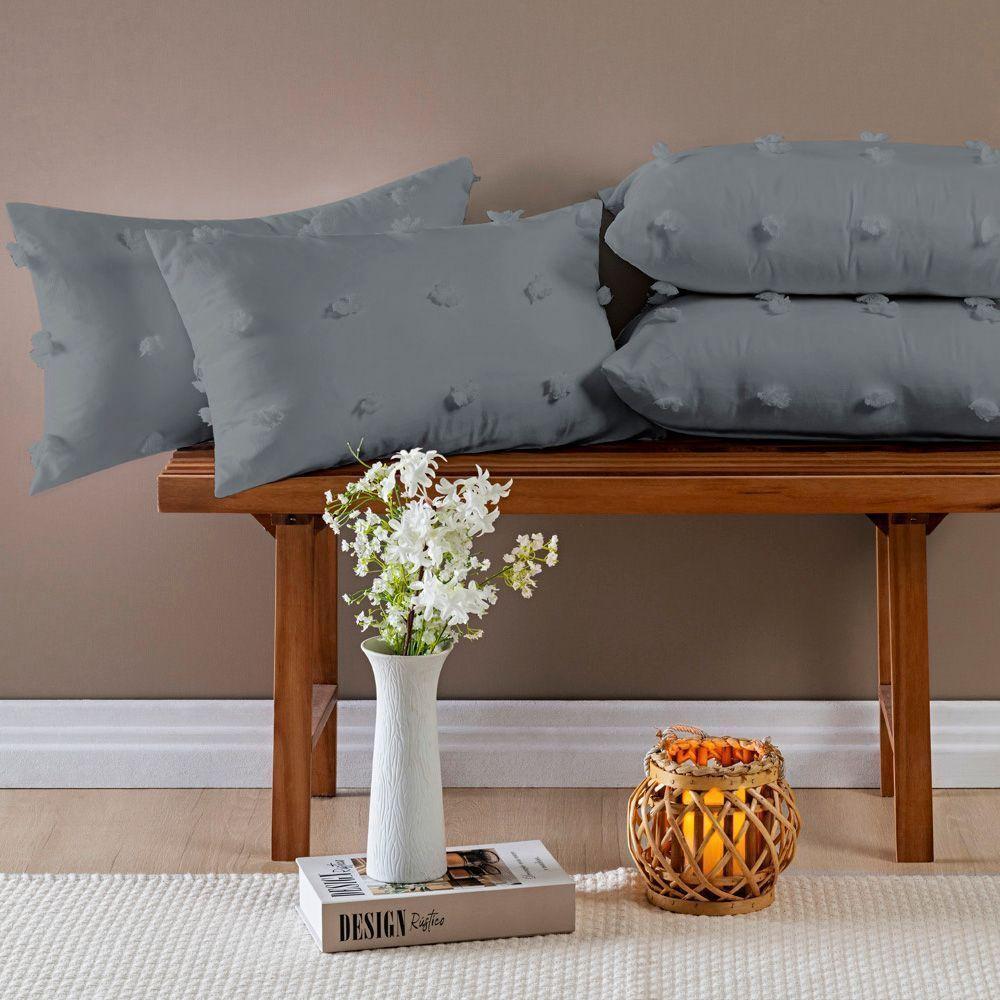 Capas De Almofadas Poppy 60cm X 30cm 04 Peças - Cinza - 2