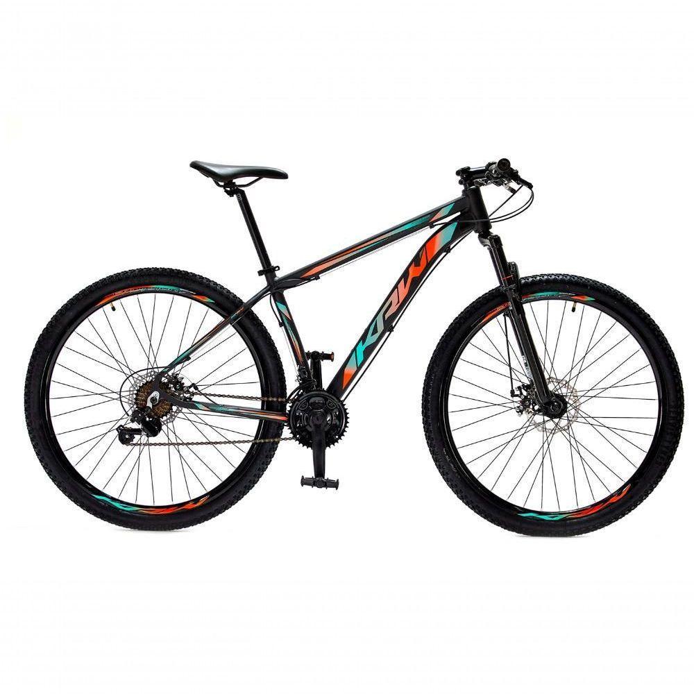 Bicicleta Aro 29 Krw Alumínio 24 Vel Freio A Disco Suspensão Dianteira S1 15.5 Preto-Azul E Laranja - 1