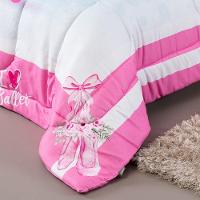 Kit Edredom + Lençol Plush Fofinho Infantil Dupla Face Dream 3 Peças Solteiro - Bailarina. - 3