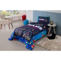 Kit Edredom + Lençol Plush Fofinho Infantil Dupla Face Dream 3 Peças Solteiro - Video Game. - 2