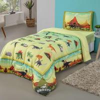 Kit Edredom + Lençol Plush Fofinho Infantil Dupla Face Dream 3 Peças Solteiro - Dinossauro - 4