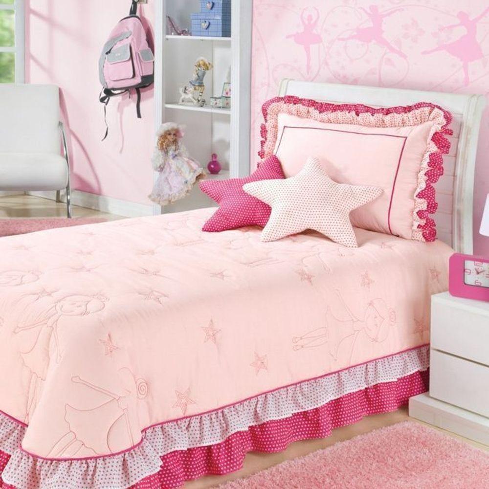 Kit Cobre Leito Com Almofadas Bailarina Solteiro 4 Peças - Pink - 2