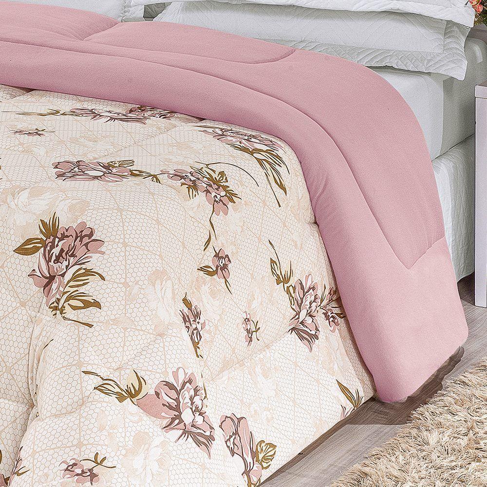 Edredom Dupla Face Super King Quality 01 Peça - Rosê. - 3