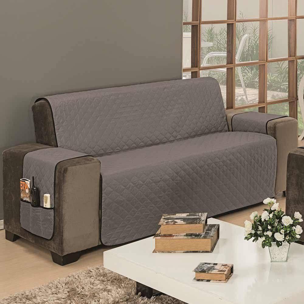 Protetor De Sofá Dupla Face Impermeável Mr 4 Lugares - Preto-cinza - 2