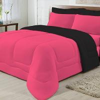 Edredom Dupla Face 100% Algodão Malha Queen Gran Moratta 01 Peça - Pink- Preto - 2