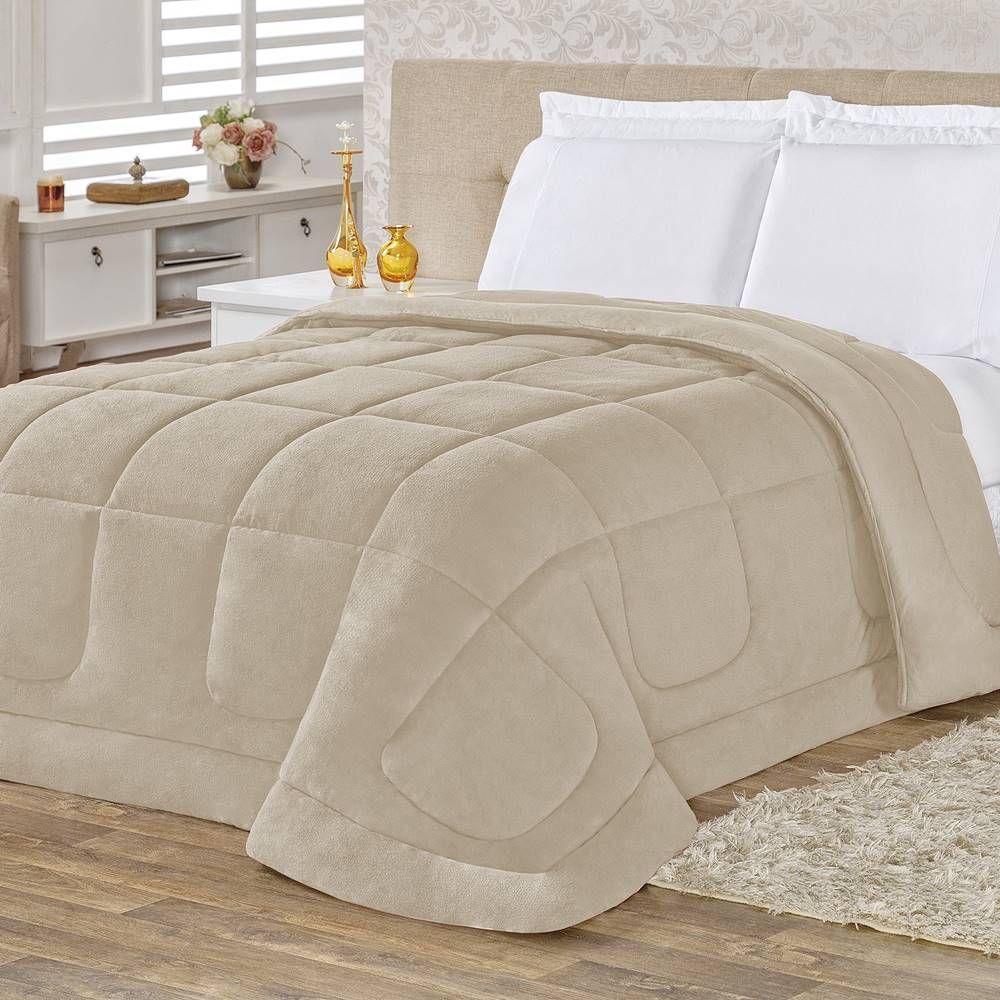 Coberdrom 100% Algodão Malha Com Manta Microfibra Queen 01 Peça - Caqui. - 2