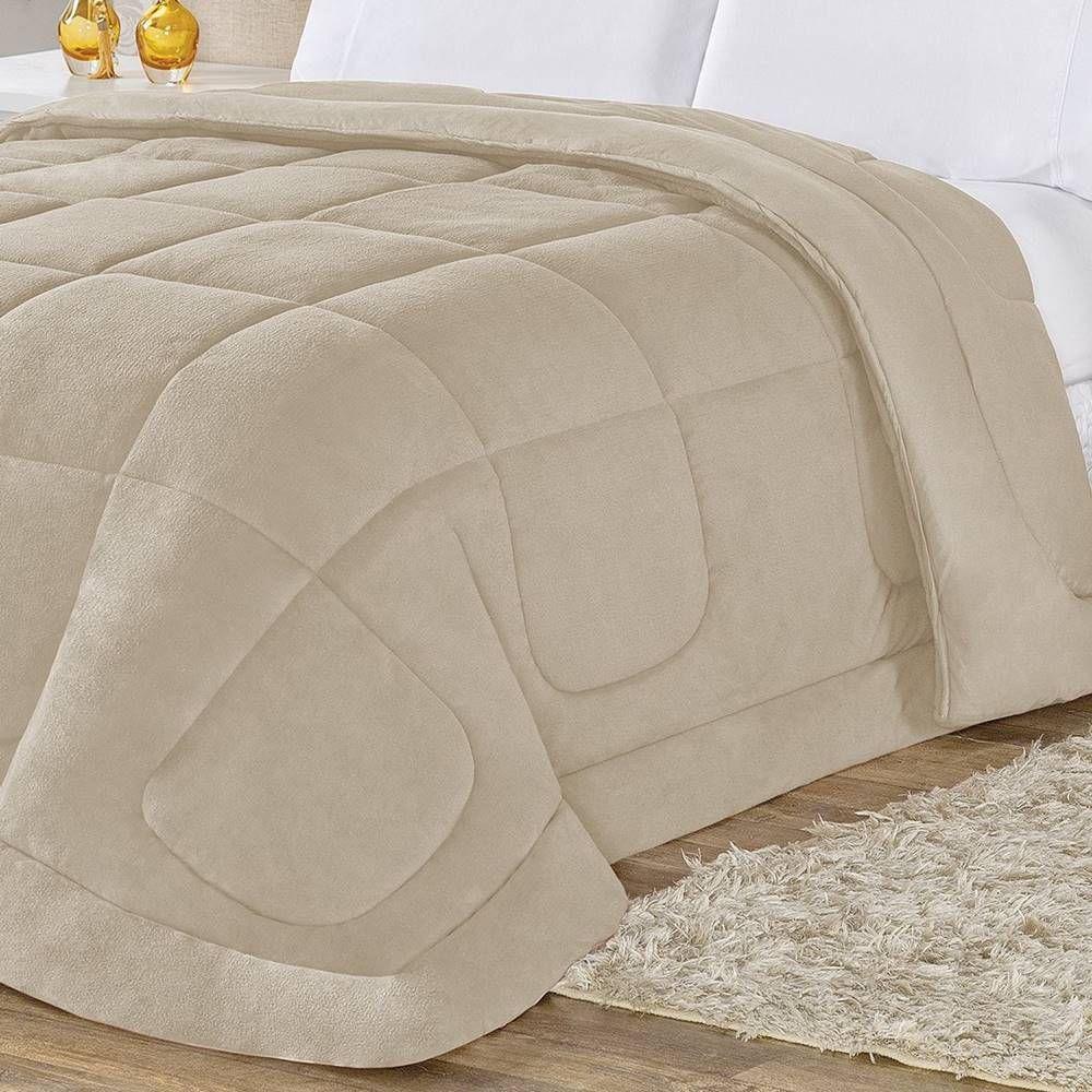 Coberdrom 100% Algodão Malha Com Manta Microfibra Queen 01 Peça - Caqui. - 3