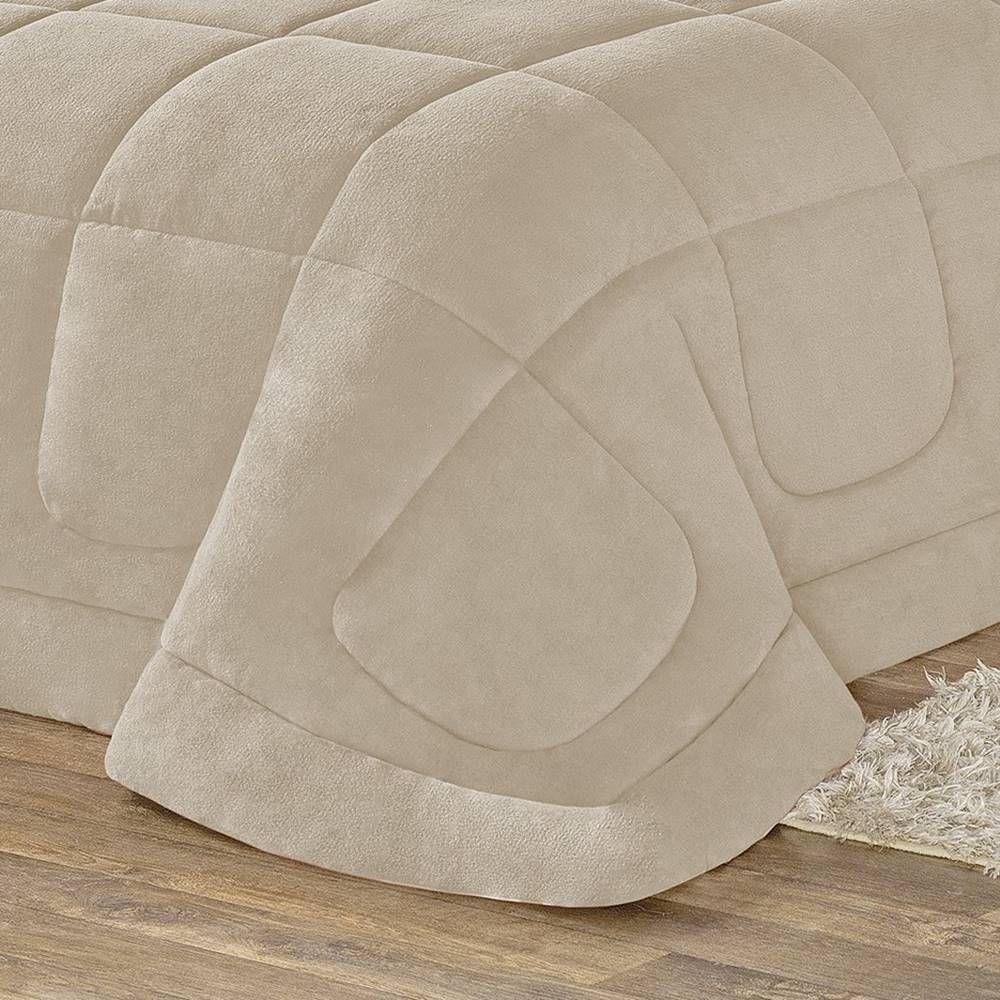 Coberdrom 100% Algodão Malha Com Manta Microfibra Queen 01 Peça - Caqui. - 4