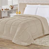 Coberdrom 100% Algodão Malha Com Manta Microfibra Queen 01 Peça - Caqui. - 2