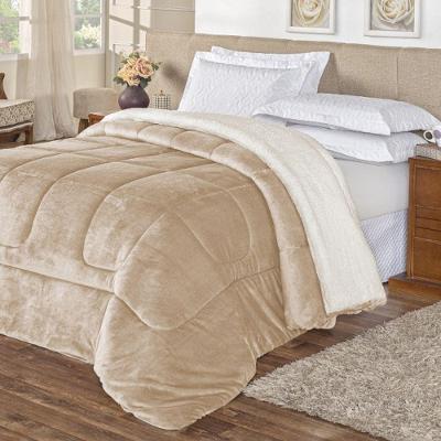 Coberdrom Pele De Carneiro Sherpa Everest Solteiro 01 Peça - Caqui.