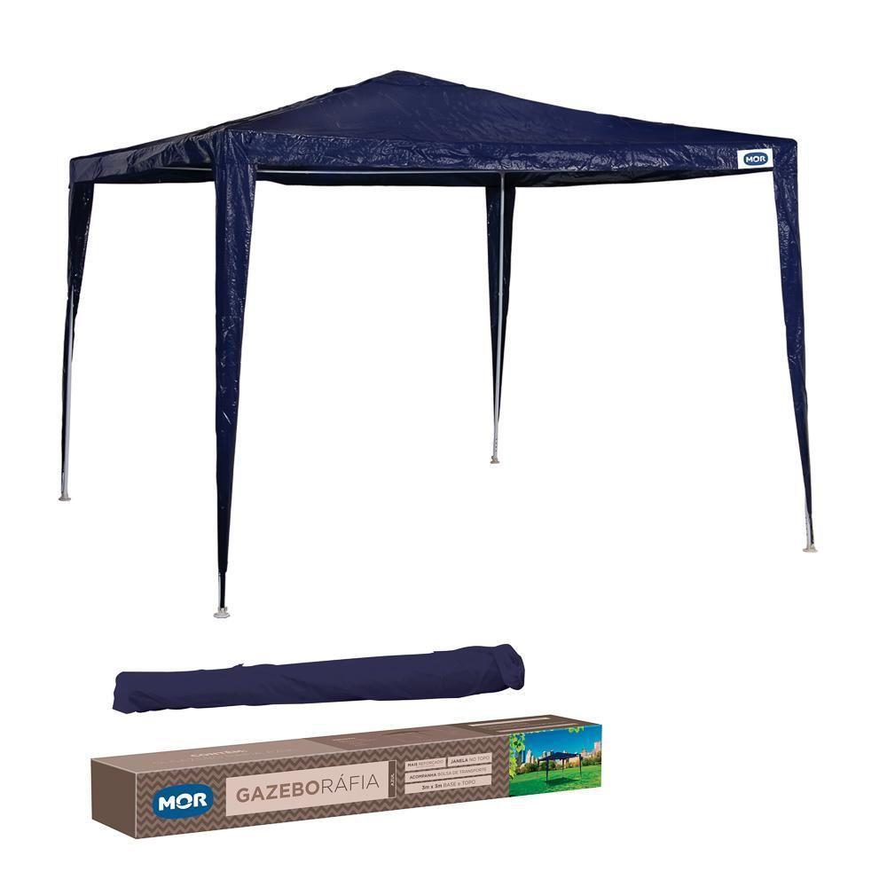 Tenda Praia Gazebo 3x3m Rafia Com Bolsa De Transporte Mor Azul - 1