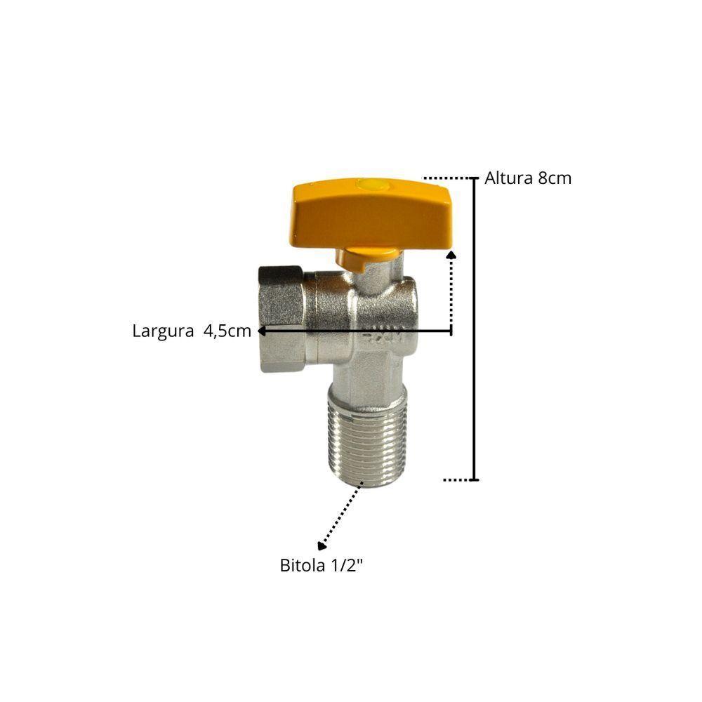 Válvula Gás Angular 1-2 Macho-femea - Brazhu - 6