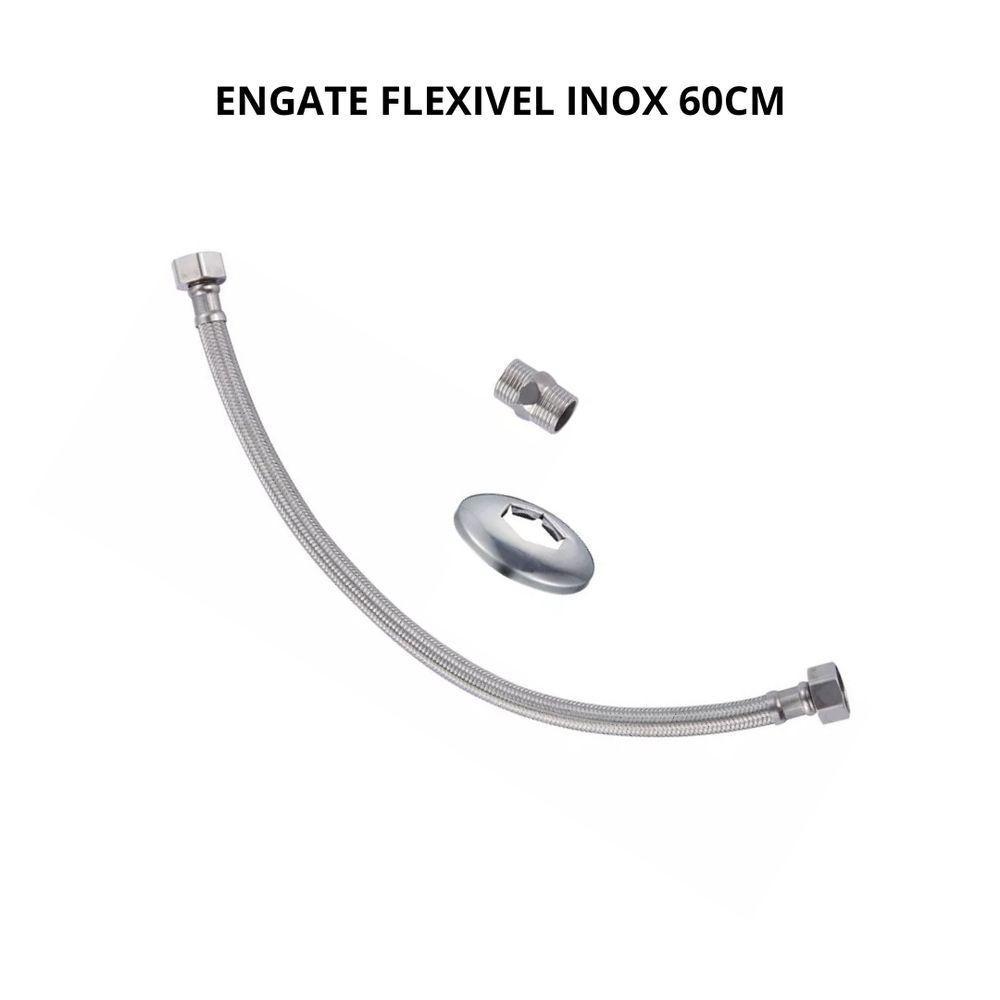Engate Flexivel Inox Traçado 60 Cm Niple Solto - Brazhu - 2