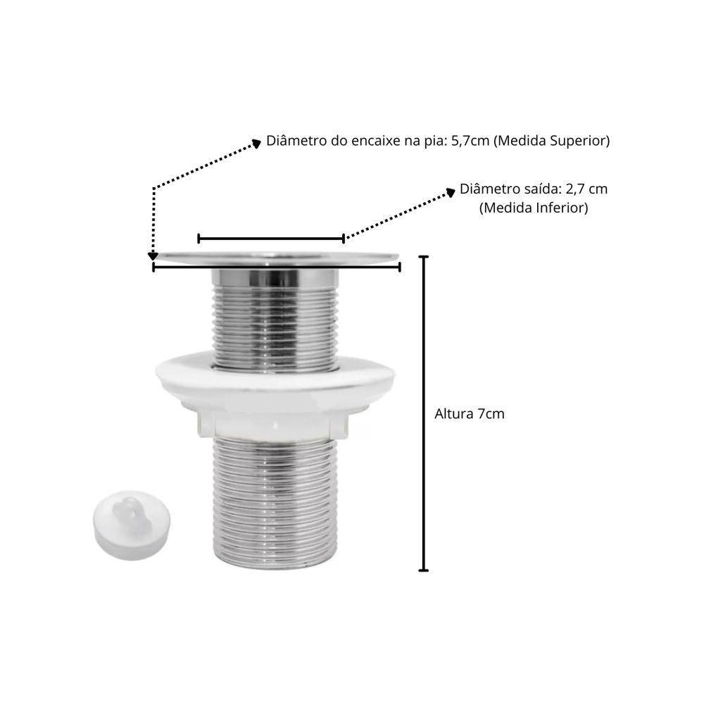Válvula Lavatório 7-8 Abs Cromada - Brazhu - 5