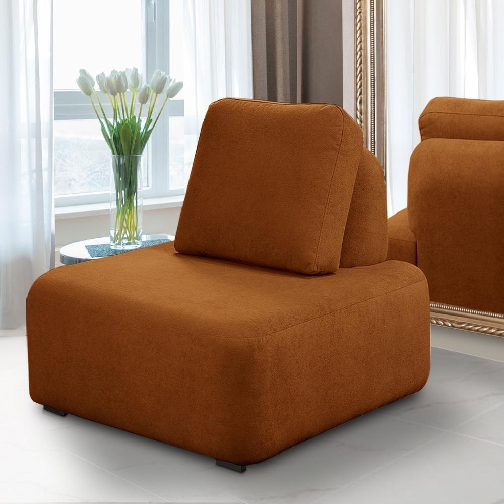 Kit 2 Poltronas Decorativas Santiago Sala De Estar Pés Em Madeira Bouclê Terracota - 6