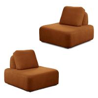 Kit 2 Poltronas Decorativas Santiago Sala De Estar Pés Em Madeira Bouclê Terracota - 1