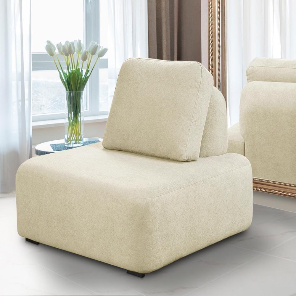 Kit 2 Poltronas Decorativas Santiago Sala De Estar Pés Em Madeira Bouclê Off White - 6