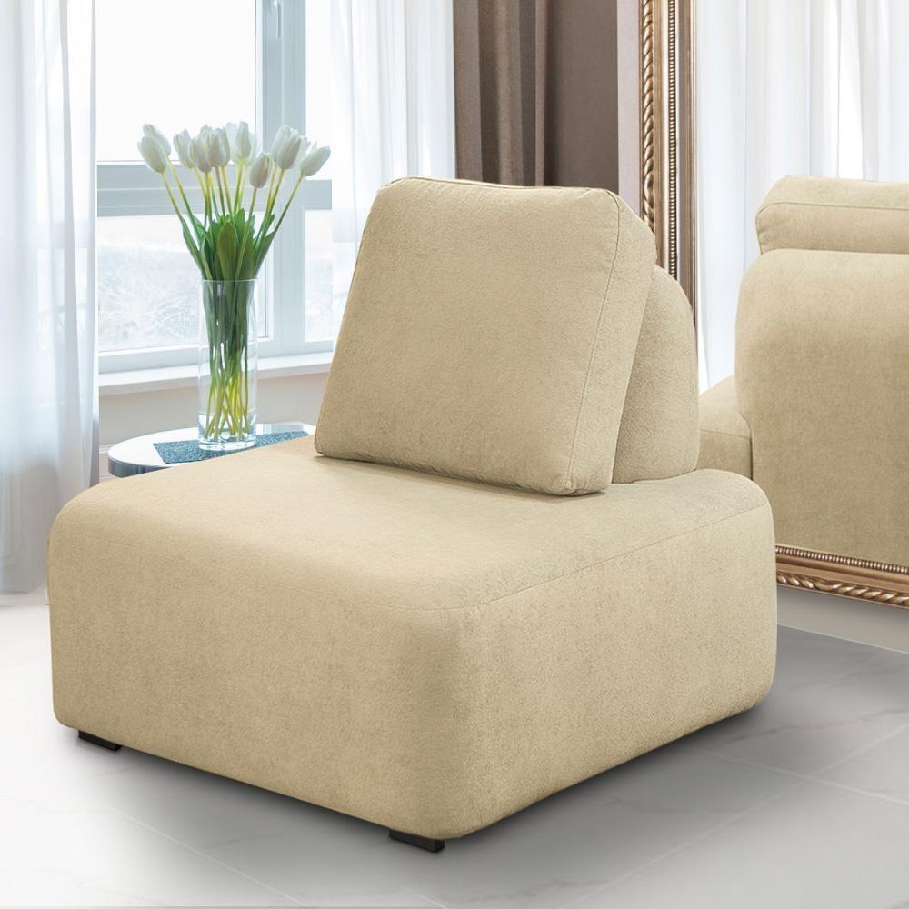 Kit 2 Poltronas Decorativas Santiago Sala De Estar Pés Em Madeira Bouclê Bege - 6