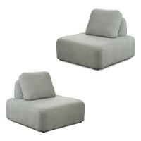 Kit 2 Poltronas Decorativas Santiago Sala De Estar Pés Em Madeira Bouclê Cinza - 1