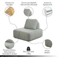 Kit 2 Poltronas Decorativas Santiago Sala De Estar Pés Em Madeira Bouclê Cinza - 5
