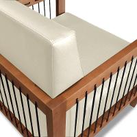 Poltrona Sala De Estar Pés Madeira Maciça Corda Náutica Preta 75cm Manila Pu Bege