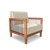 Poltrona Sala De Estar Pés Madeira Maciça Corda Náutica Preta 75cm Manila Pu Bege - 6