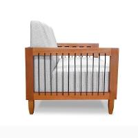 Poltrona Sala De Estar Pés Madeira Maciça Corda Náutica Preta 75cm Manila Linho Cinza Rústico - 3