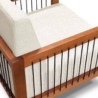 Poltrona Sala De Estar Pés Madeira Maciça Corda Náutica Preta 75cm Manila Linho Off White Rústico