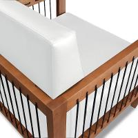 Poltrona Sala De Estar Pés Madeira Maciça Corda Náutica Preta 75cm Manila Pu Branco