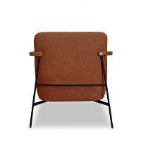 Poltrona Sala De Estar Pés Em Ferro Preto Braço Madeira Maciça 86cm Thane Bouclê Terracota - 7