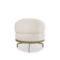 Poltrona Sala De Estar Pés Em Ferro Champagne Giratória Braço Madeira Maciça 86cm Banff Bouclê Off White - 5