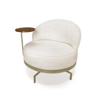 Poltrona Sala De Estar Pés Em Ferro Champagne Giratória Braço Madeira Maciça 86cm Banff Bouclê Off White - 7