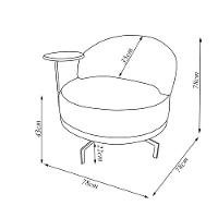 Poltrona Sala De Estar Pés Em Ferro Champagne Giratória Braço Madeira Maciça 86cm Banff Bouclê Off White - 8