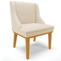 Kit 5 Cadeiras Decorativas Sala De Jantar Base Fixa De Madeira Firenze Pu Bege/castanho G19 - Gran Belo - 3
