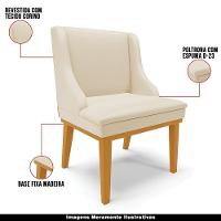Kit 5 Cadeiras Decorativas Sala De Jantar Base Fixa De Madeira Firenze Pu Bege/castanho G19 - Gran Belo - 7