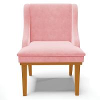 Kit 5 Cadeiras Decorativas Sala De Jantar Base Fixa De Madeira Firenze Suede Rosa Bebê/castanho G19 - Gran Belo